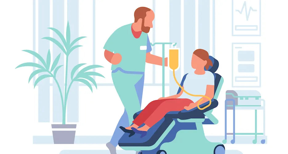 An image of a patient receiving chemotherapy.