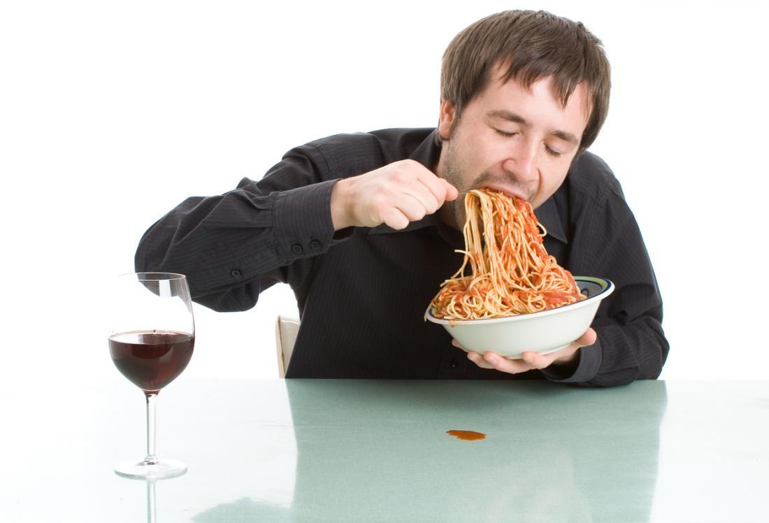 man eating too quickly