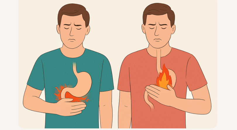men suffering from indigestion and heartburn