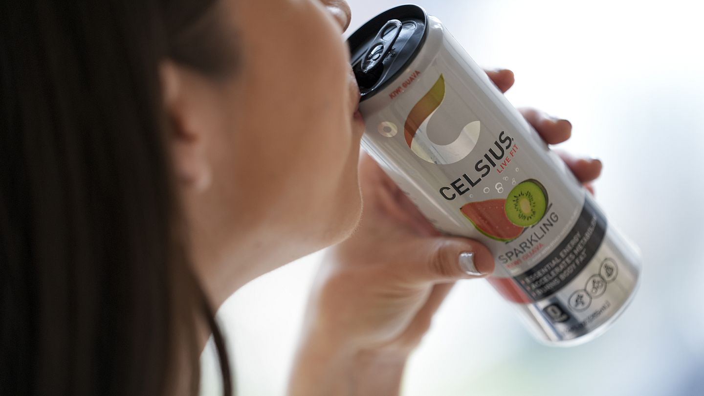 Woman drinking Celsius
