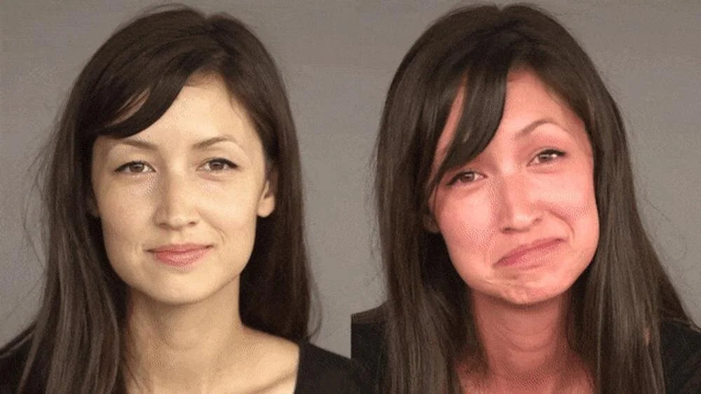 Girl with red face after drinking