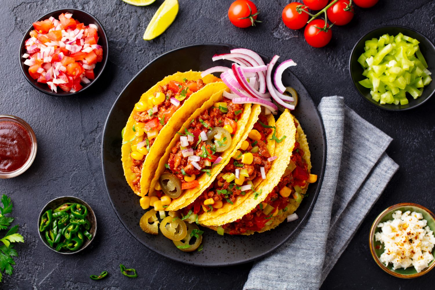 A plate of tacos, a classic Mexican food.